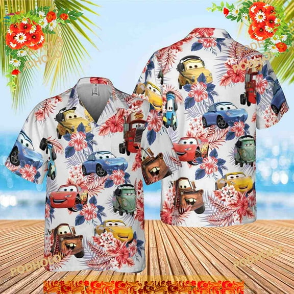 Car Pixar Hawaiian 4th Of July Shirt, Car Aloha Shirt,