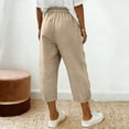 thumbnail image 6 of Axiiglly Cotton Linen Capri Pants for Women Drawstring Elastic Waist Relaxed Fit Summer Holiday Travel Lounge Capris, S-3XL, 6 of 9