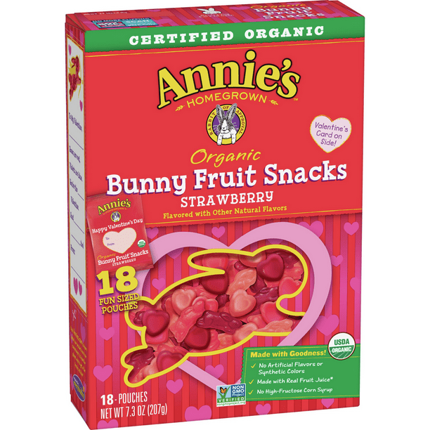 Annie's Organic Bunny Fruit Snacks Valentines 18ct