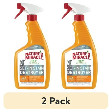 (2 pack) Nature’s Miracle Oxy Formula Set-In Stain Destroyer for Dogs, Orange Scent, 24 oz