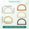 thumbnail image 2 of Colorful 10Pcs 5 Colors Wooden Handles for Bags 3.2x4.7 Inch Brown White D Shaped Purse Handles Replacement for DIY Straws Beach Canvas Handbags Macrame Crocheted Handbag Making, 2 of 5