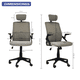 thumbnail image 2 of Silla de Oficina Gerencial con respaldo ergonómico, cabecera Gris y Negro, 2 of 8