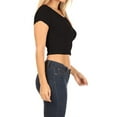 thumbnail image 3 of Women's 2-Pack Short Sleeve Stretch Round Neck Solid Cropped Top, 3 of 4