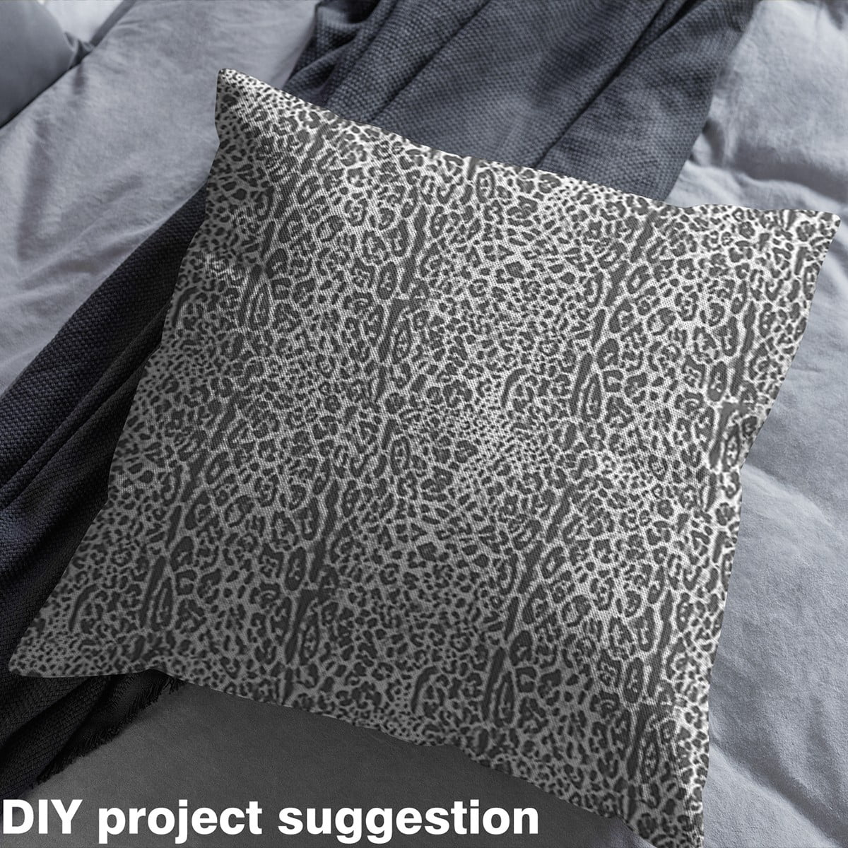 Manfei Gray Animal Print Fabric by the Yard (3 Yards), Leopard Cheetah Decorative Fabric by the Yard, Wildlife Theme DIY Fabric