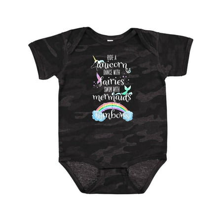 

Inktastic Ride a Unicorn Dance with Fairies Swim with Mermaids Gift Baby Boy or Baby Girl Bodysuit