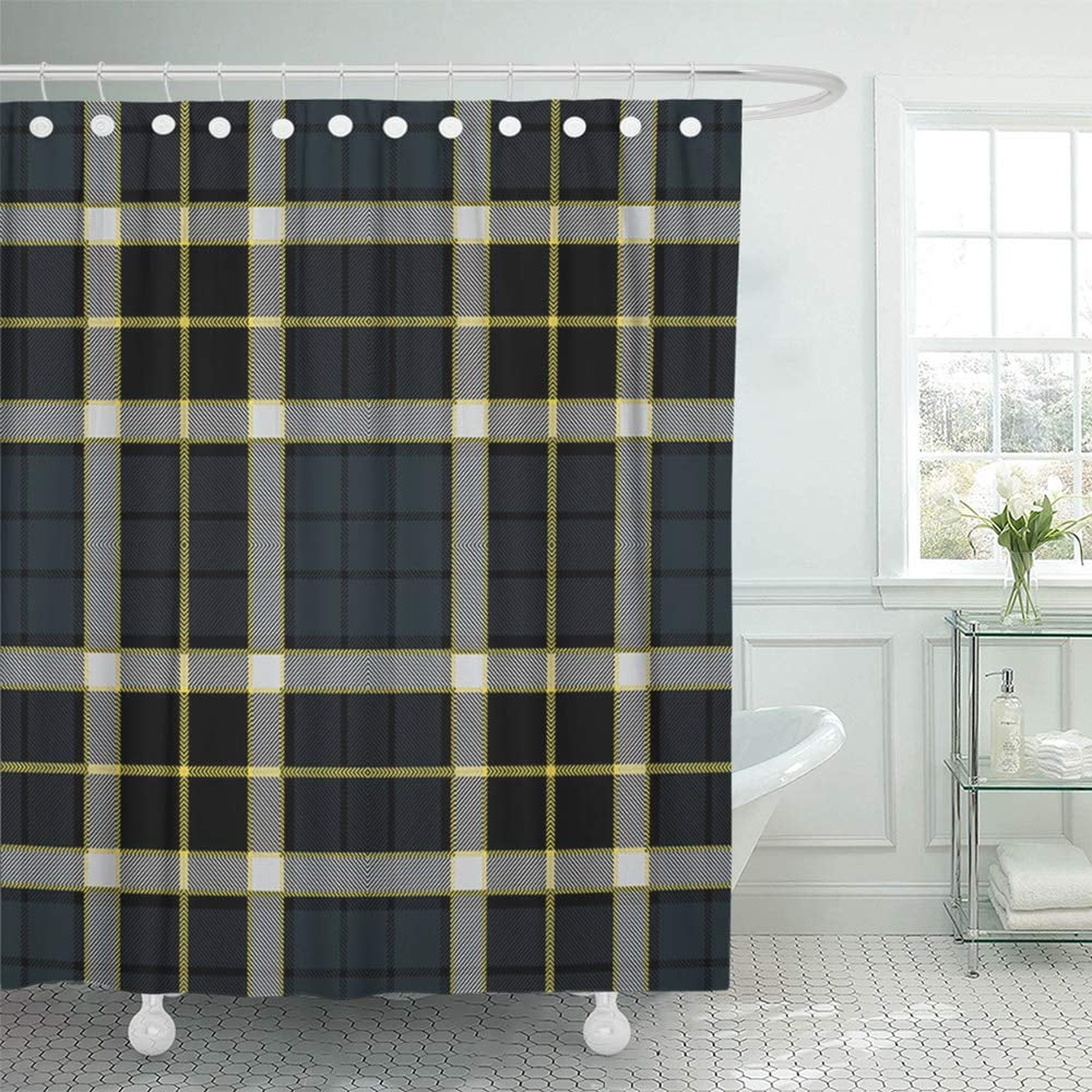 PKNMT Blue Abstract Traditional Tartan Plaid Design Navy Black British