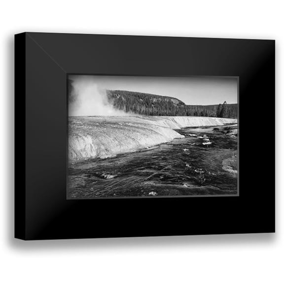 Adams, Ansel 14x11 Black Modern Framed Museum Art Print Titled - River in foreground, trees behind, Firehold River, Yellowstone National Park, Wyoming, ca. 1941-1942