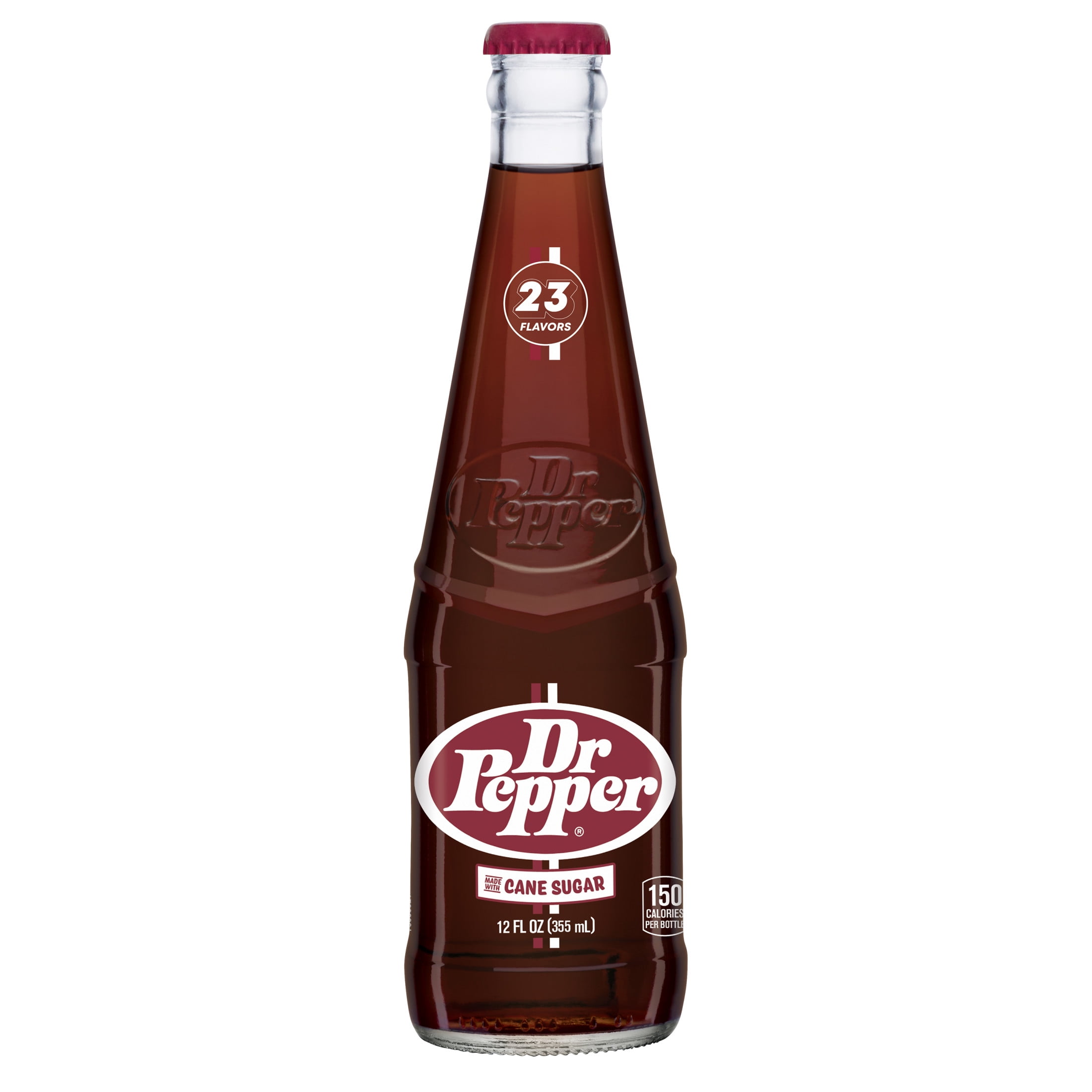 Dr Pepper Made with Cane Sugar Soda Pop, 12 fl oz, 4 Pack Glass Bottles