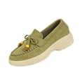 thumbnail image 3 of Domzle Womens Loafers Platform Chunky Penny Loafer Office Business Casual Shoes Sole Slip On Comfortable Dressy Casual Work Outings Driving Dress Shoes Green, 3 of 8