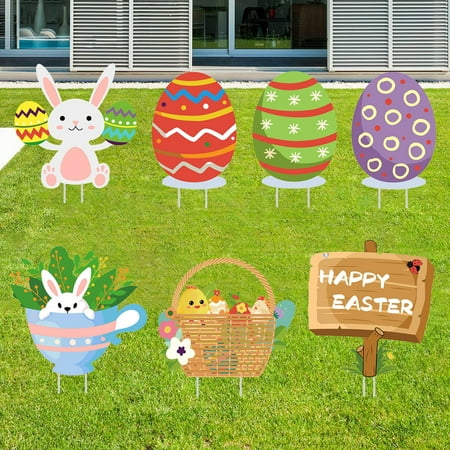 Homely Easter Decorations For The Home Day Decor Outdoor Garden Lawn Yard Sign With Stakes 7 Pcs Canada - Home Goods Easter Decorations