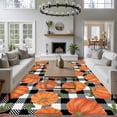 thumbnail image 3 of Thanksgiving Area Rugs 6'x9', Washable Small Throw Rugs for Kitchen Dining room, Fall Orange Pumpkin Black White Plaid Indoor Outdoor Rug Non-Slip Low Pile Carpet Runner Reversible Floor Mats, 3 of 8