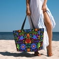 thumbnail image 3 of Wukai Colorful Floral Print Zipper Bag,large Beach Tote Bag,Waterproof Sandproof Bag,Grocery and Picnic Tote Travel Bag, 3 of 5