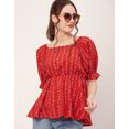 thumbnail image 5 of Moomaya Peplum Tops For Women, Printed Rayon Casual Top, 5 of 9
