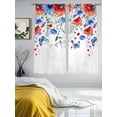thumbnail image 3 of Red Blue Flowers Sheer Curtains 63 Inch Length 2 Panels for Living Room, Spring Floral Elegant Pastoral Watercolor Voile Kitchen Curtain Set, Luxury Privacy Drapes Window Treatment for Bedroom, 3 of 7
