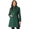 thumbnail image 1 of Abrigo de cuello alto para mujer Abrigos de abrigo de invierno vintage de un solo pecho Verde M, 1 of 6