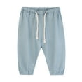 thumbnail image 1 of Kcodviy Kids Toddler Boy Girl Ruffle Top Linen Summer Pants Solid Toddler Girls Casual Clothes Color Casual Pants with Girls Long Sleeve Thermal Drawstring, 1 of 8