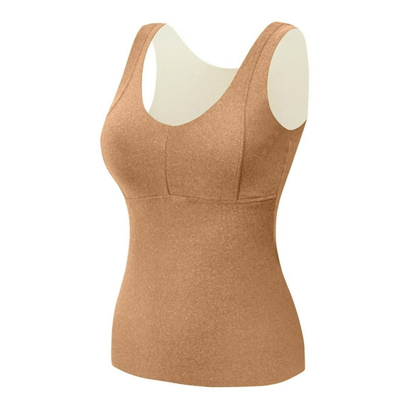 XuJwPNcy Thermal Tank Tops for Women Sleeveless Fleece Lined Underwear Top Warm Camisole Base Layer Vest