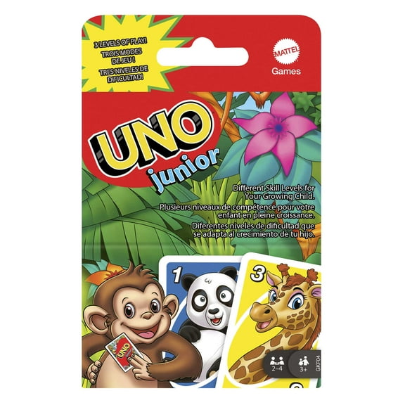 UNO Junior Card Game for Kids with Simple Rules & Animal Matching for 2-4 Players