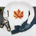 thumbnail image 3 of SCSAlgin Crewneck Sweatshirt for Women Fall Leaf Graphic Sweatshirts Vacation Long Sleeve Drop Shoulder Pullover, 3 of 5