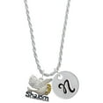 thumbnail image 1 of Delight Jewelry Silvertone Shalom with Dove Silvertone Script Initial Disc - N - Charm Necklace, 20"+3", 1 of 4