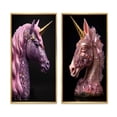 thumbnail image 2 of Designart "Pink Glam Unicorn with Gold Horn I" Fantasy Unicorn Framed Wall Art Set Of 2 - Children's Art Pink Frame Gallery Set For Office Decor, 2 of 6