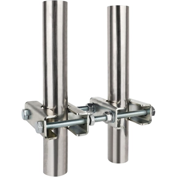 Antenna Mast to Mast Clamp Bracket Kit with V Jaw Blocks for 1"-2.5" OD Poles, Heavy Duty Mounting Hardware for Ham TV Network Antennas, Security Cameras, Weather Station