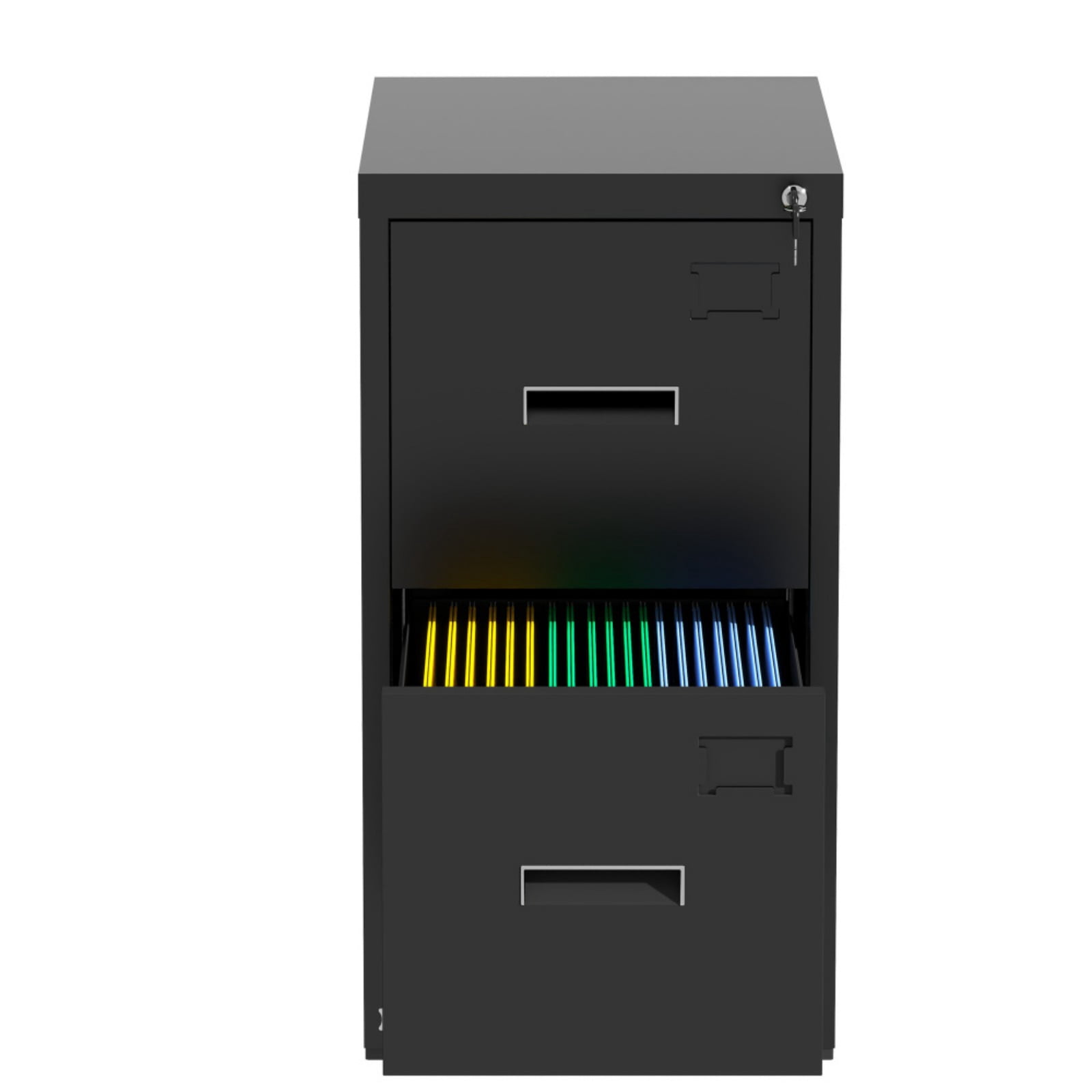 2 Drawer Lateral File Cabinet with Lock, Metal Lateral Filing Cabinet for Home Office, Steel Wide Horizontal Filing Cabinets for Letter/Legal/A4/F4 Hanging Files (Black)