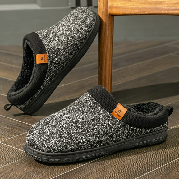 Men'S Slip-On House Shoes - Memory Foam Winter Slippers with Non-Slip TPR Sole, Soft Indoor/Outdoor House Shoes for Cold Floors, Warmth & Cushioned Comfort - Ideal for Home, Office, Hotel