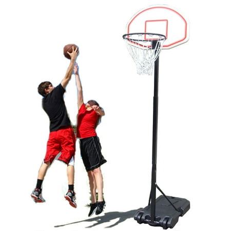 Zimtown 5.4ft - 6.7ft Height Adjustable Kids Junior Basketball Goal, Portable Basketball Hoop Stand Net Backboard System, with Wheels for Indoor / Outdoor Court Backyard Exercise