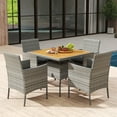 thumbnail image 4 of Costway 5 Pieces PE Wicker Patio Dining Set with Cushions and 1.97" Umbrella Hole, 4 of 10