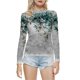 thumbnail image 1 of Gibobby Blusas Holgada Blusa de manga larga con cuello redondo a la moda de verano para mujer, camisa estampada superior semitransparente, camisa inferior（Gris， S), 1 of 4
