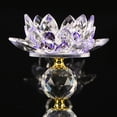 thumbnail image 4 of Candelabro 4.72 "Dia Tealight Mesa de centro Decoración púrpura Sunnimix Portavelas de cristal Lotus, 4 of 4