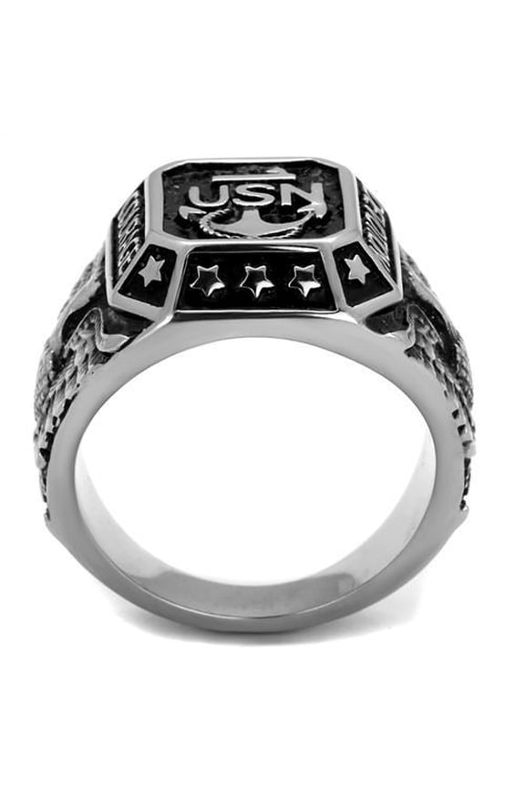 TK2325 - High polished (no plating) Stainless Steel Ring with Epoxy in Jet