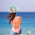 thumbnail image 5 of 56-58cm hat circumference women's summer outdoor sunshade sunscreen hat breathable straw hat beach hat and straw bag set - Mint green, 5 of 5