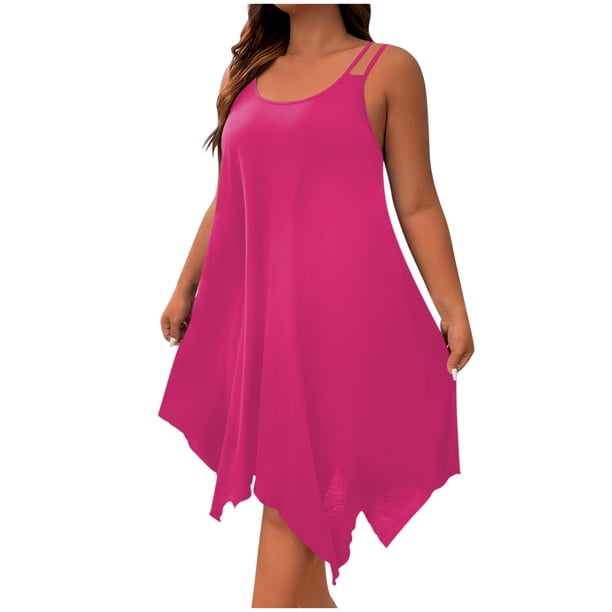 Vestido de Verano para las Mujeres sin Mangas Cuello Redondo, Primavera Suelta Transpirable Ropa Exterior Moda