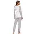 thumbnail image 3 of MintLimit Women's Pajamas Set Crew Neck Solid Striped Raglan Long Sleeve Shirt and Jogging Pants with Pocket Soft Nightwear 2 Piece Sleepwear, 3 of 4