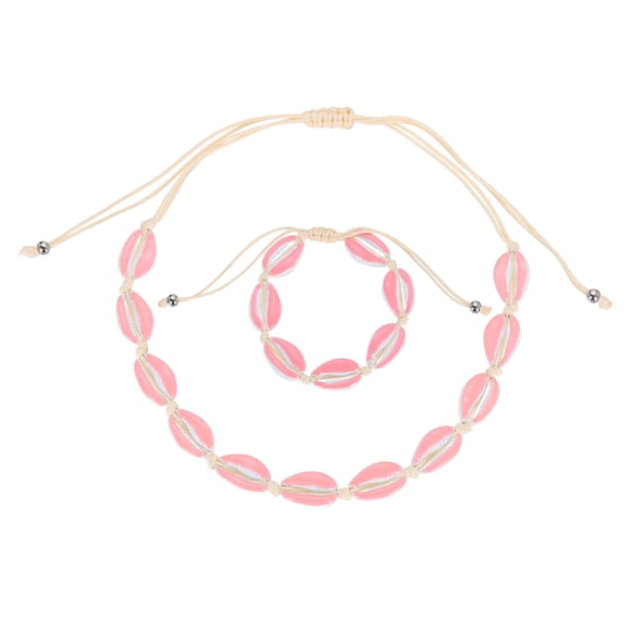 Conjunto de collar y pulsera de concha Uxcell, collares de concha ajustables, regalos de joyería bohemia de verano para mujeres y hombres