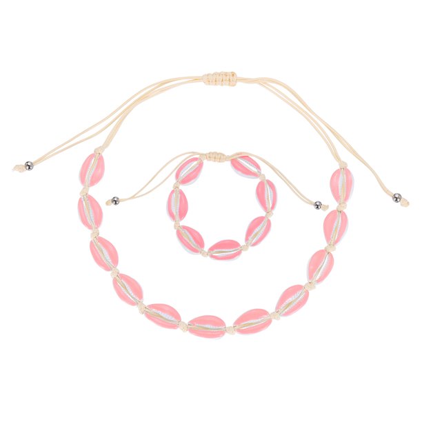 Conjunto de collar y pulsera de concha Uxcell, collares de concha ajustables, regalos de joyería bohemia de verano para mujeres y hombres