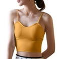 thumbnail image 2 of Fanxing Cotton Camisole Tank Tops with Built in Bra for Women 2025 Workout Undershirts Summer Sports Padded Cami Yoga Tops Yellow,S, 2 of 6