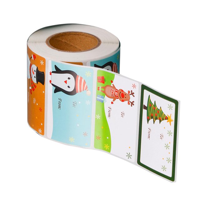 Rollo de Etiquetas Adhesivo navideño Sunnimix para tarjetas Artesanía Sobres cajas 4x7cm