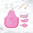 thumbnail image 2 of Kit de juego de rol para niños, disfraz de cocina, delantal impermeable, gorro, cortadores de cocina y herramientas de repostería (color rosa), 2 of 8