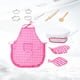 thumbnail image 2 of Kit de juego de rol para niños, disfraz de cocina, delantal impermeable, gorro, cortadores de cocina y herramientas de repostería (color rosa), 2 of 8