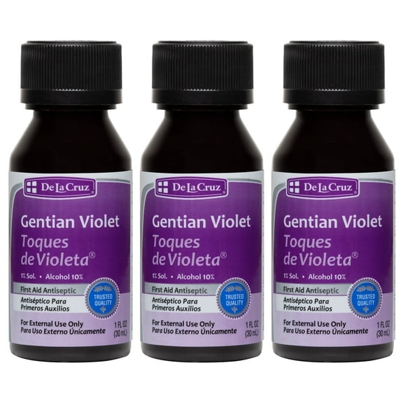De La Cruz 1% Gentian Violet First Aid Antiseptic for cuts and scrapes, 1 fl oz, 3 Pack