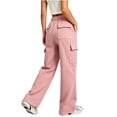 thumbnail image 5 of Efsteb Girls Sweatpants Kids Wide Leg Cargo Pants Solid Color Baggy Sweat Pants Teen Joggers Casual Trousers with Pockets (Pink,14-15Years), 5 of 8