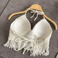 thumbnail image 3 of Sexy Boho Beach Holiday Camisole Halter Women Crochet Knit Swimsuit Bra Backless Vest Hollow Tassel Tank Top Women's Crop Tops, 3 of 5