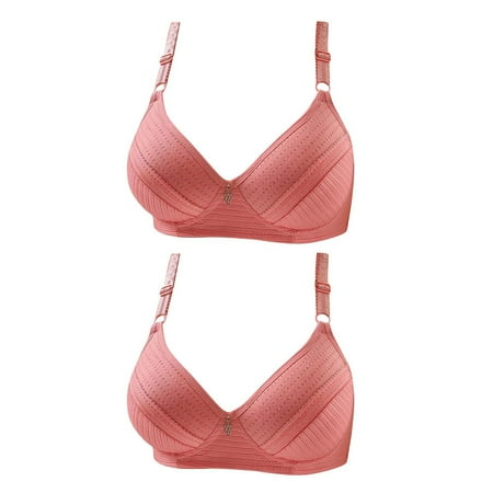 TrendVibe365 Bras for Women Plus Size Multipack Wireless Push up Bralette Padded Triangle Adjustable Strap Bustier Full Coverage Crop Cami Top Comfort Lingerie Pink 46