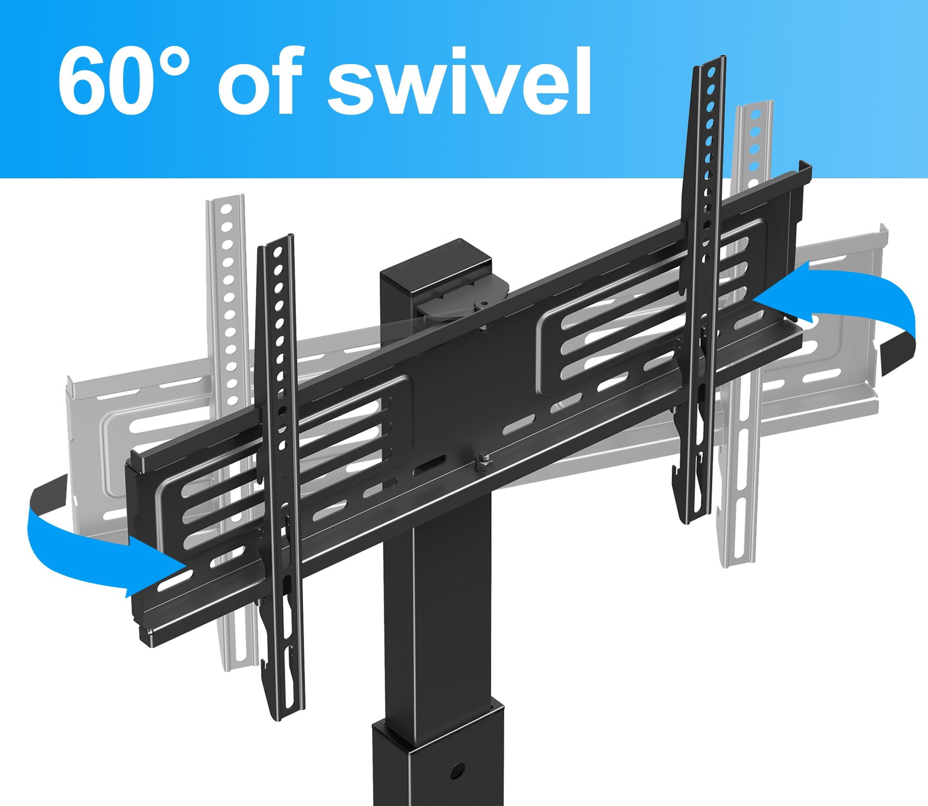 FITUEYES Swivel Floor TV Stand with Mount For 32 To 65 Inch TV Height Adjustable, Space Saving for Corner Bedroom Living Room, Black Tall Tv Stand with Glass Base