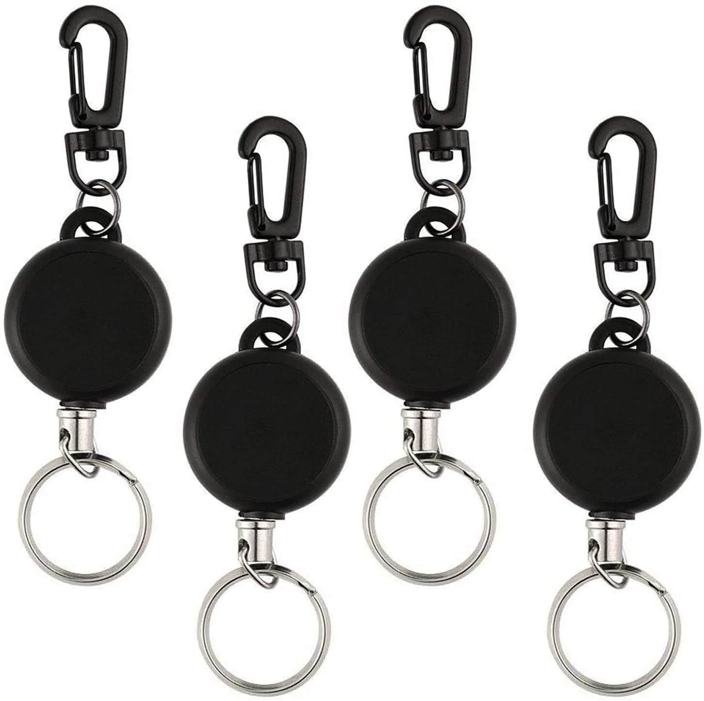 ASTARON 4 Pcs Heavy Duty Retractable Key Chain Badge Reel Clips with 60cm Steel Wire Rope