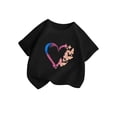 thumbnail image 3 of HNMKIU Mignon T-Shirt Graphique à Col Rond Manches Courtes pour Filles Été Décontracté Confortable Noir, 8-9 Ans, 3 of 5