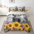 thumbnail image 2 of Feelyou Highland Cattle Bedding Comforter Set 7pcs, Rustic Vibrant Sunflower Queen Bedding Sets, Kawaii Farmhouse Animal Reversible Queen Sheet Sets, Breathable Home Decor, 2 of 7